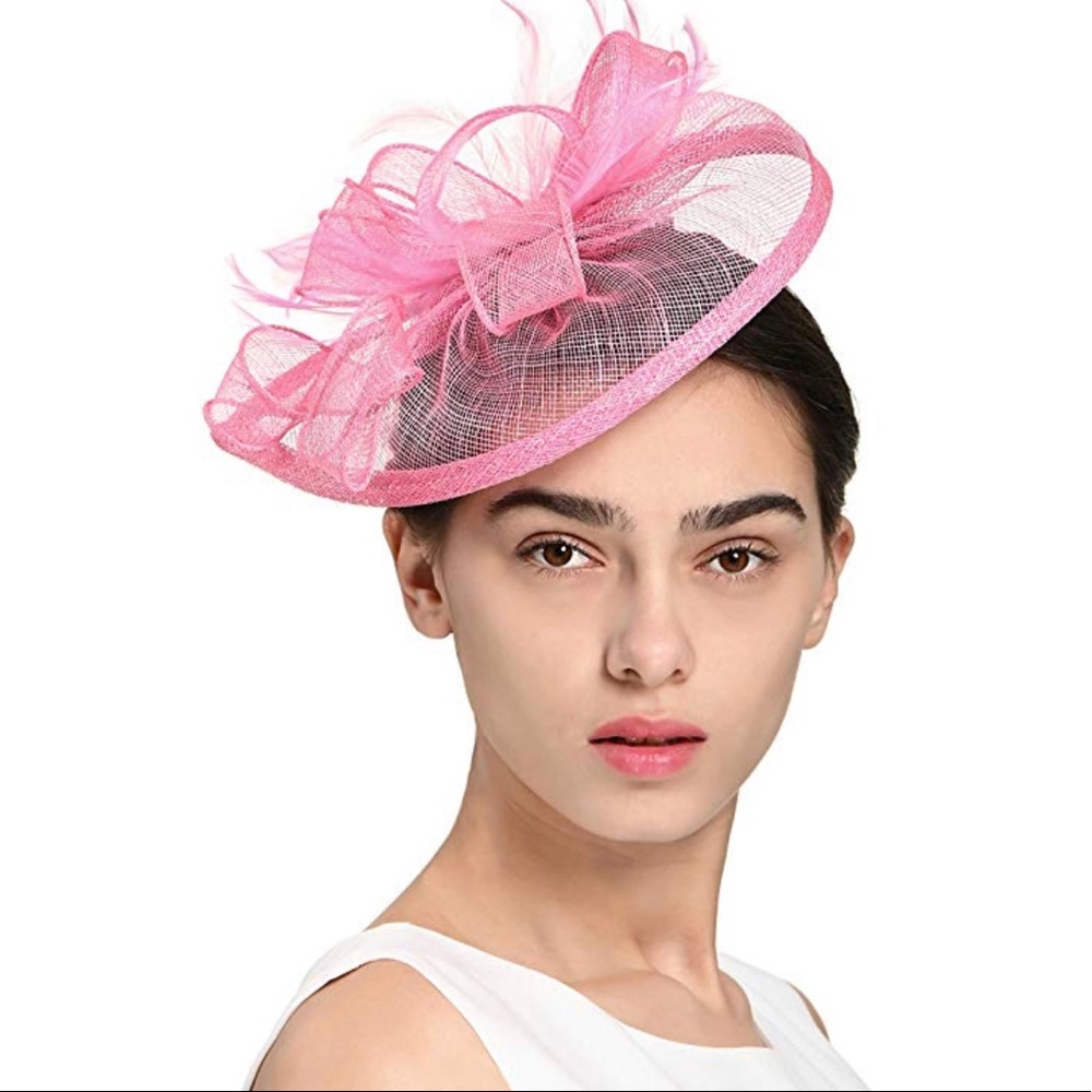 Kentucky Derby Church Sinamay Pink Fascinator
